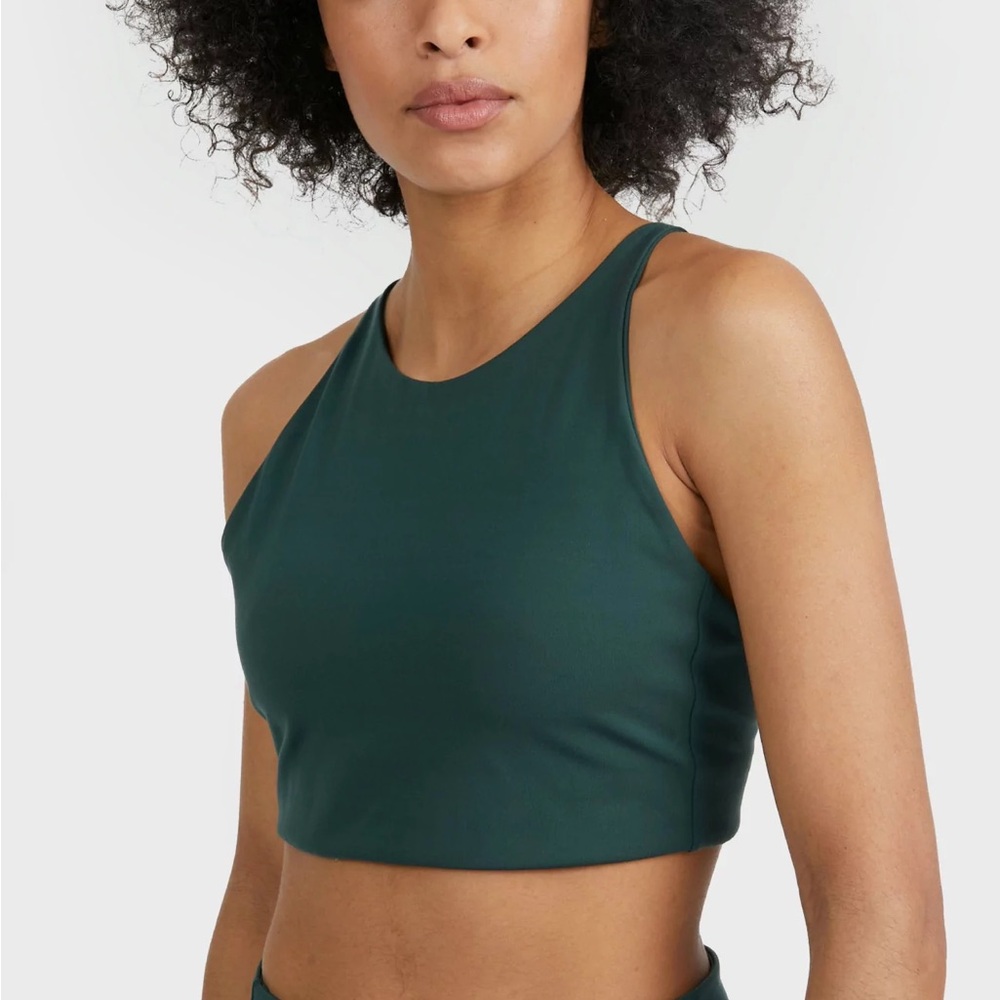 Girlfriend Collective Topanga Halter Bra in Moss
